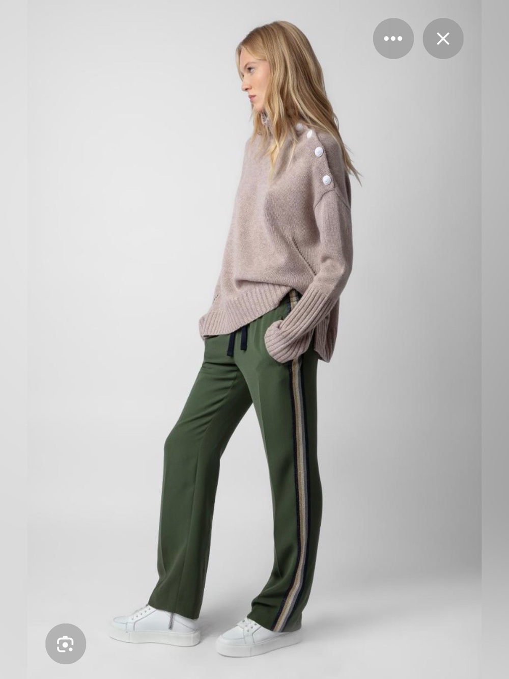 Zadig & Voltaire Green Pomy Pants with Sparkly Tuxedo Stripe